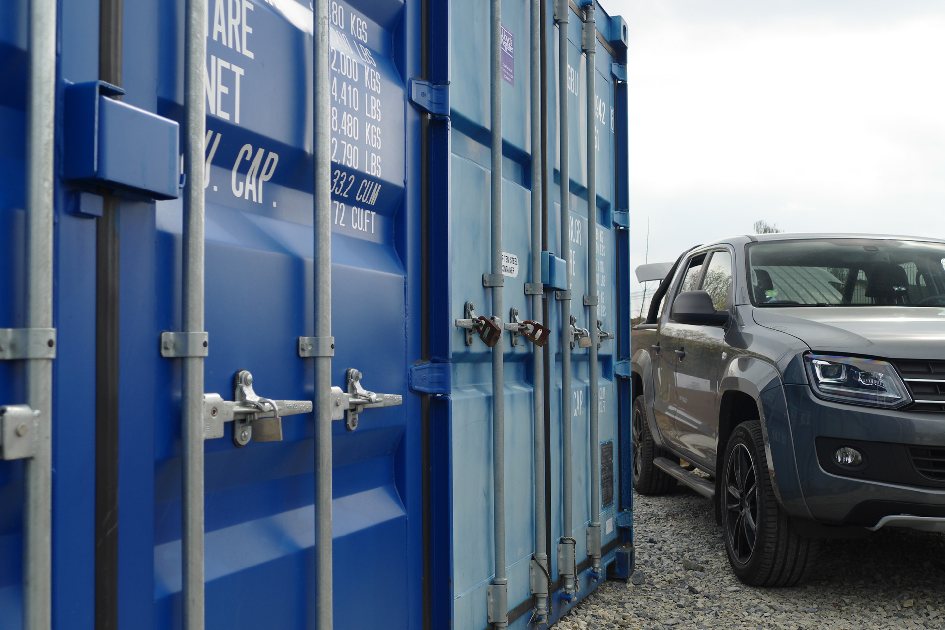 Storage containers for rent on construction site